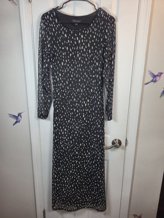 Rachel Zoe Dresses & Skirts - Rachel Zoe Black White Abstract Polka Dot Mesh Maxi Dress Size Medium